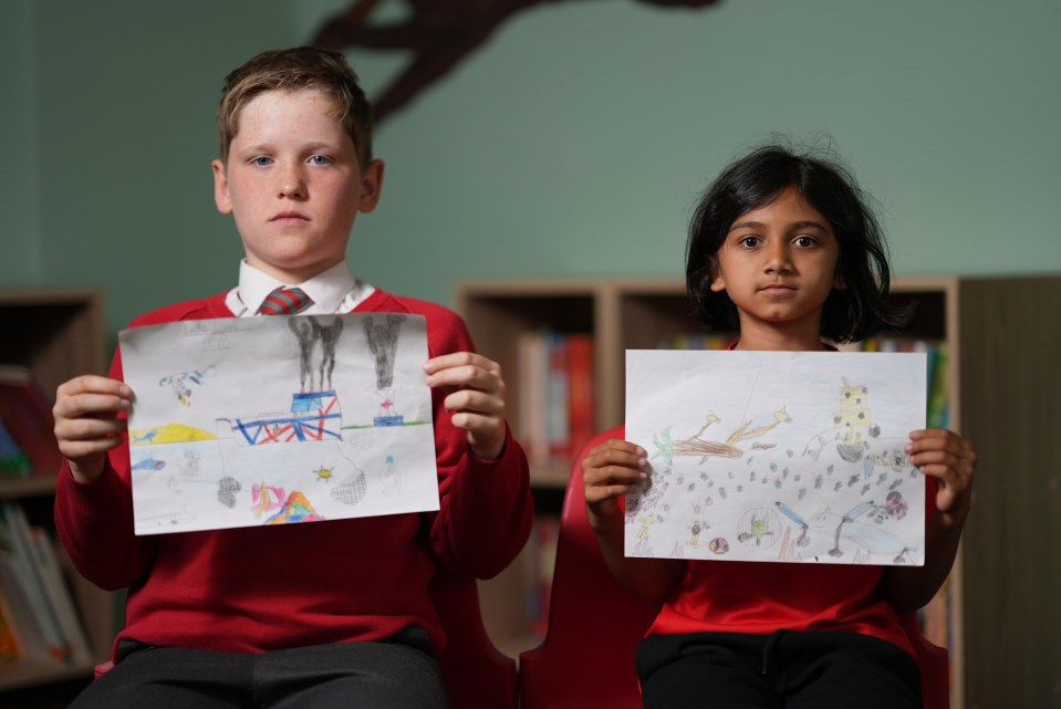 The worrying pictures drawn by youngsters show plastic and rubbish in our seas