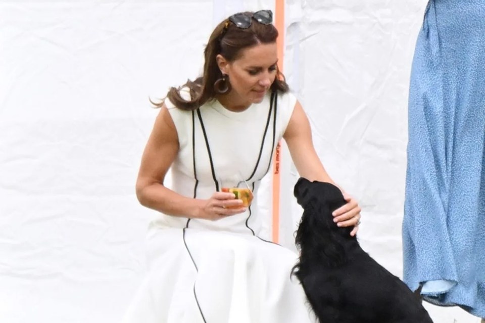 Kate patted the royals' pet dog Orla