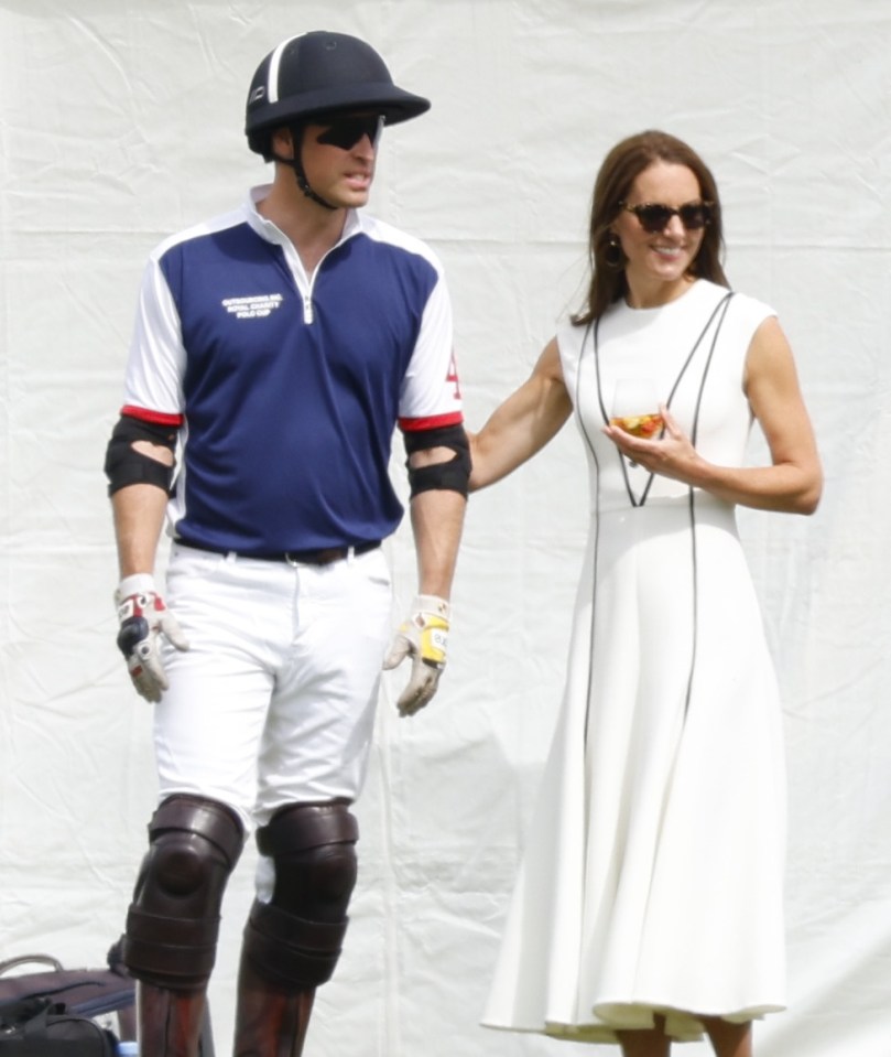 The Duchess sipped Pimm's as she supported the Duke in the polo tournament