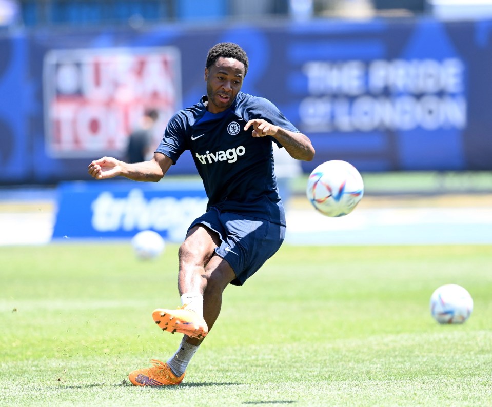 Raheem Sterling in pre-season training with new club Chelsea