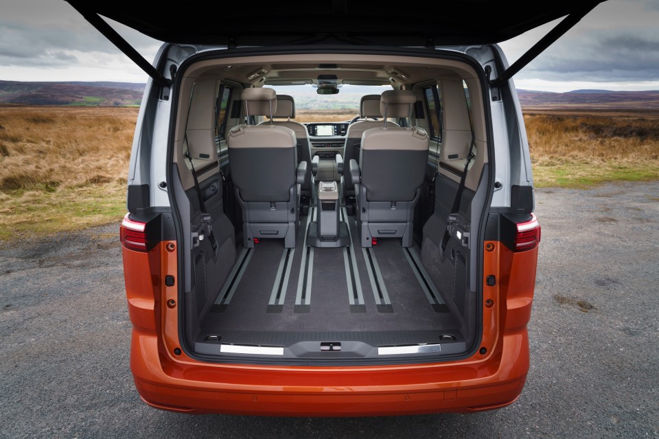 All five second and third row seats can put in any configuration or removed