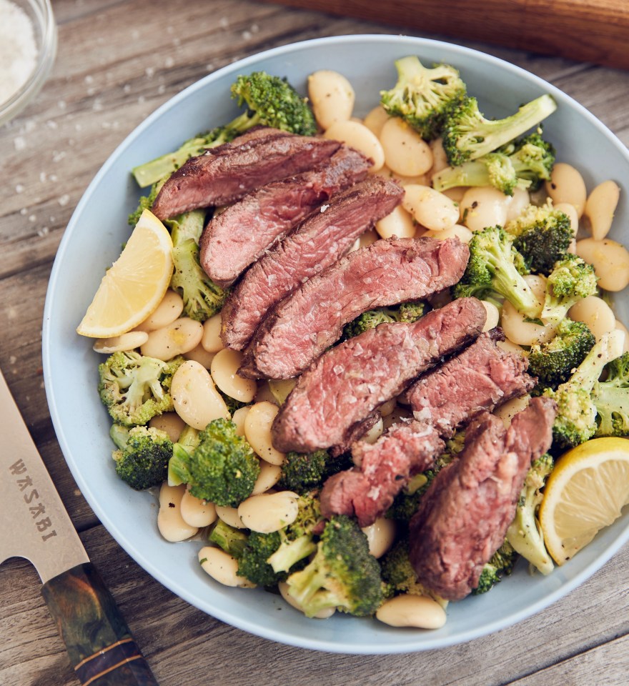 BBQ’d steak with butter bean salad