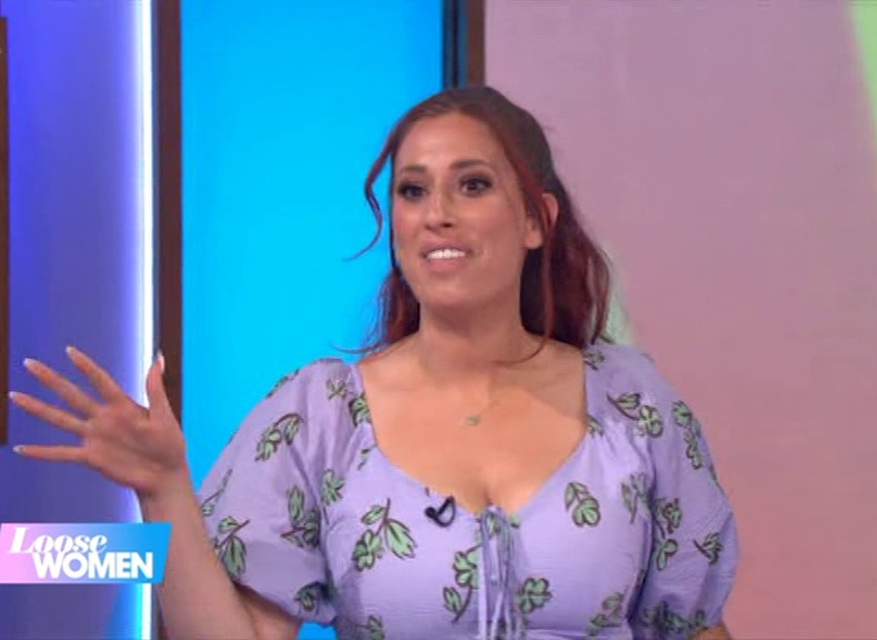 She reacted after seeing herself in a monitor on Loose Women