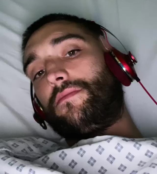 Singer Tom Parker in an Instagram video from his hospital bed after treatment