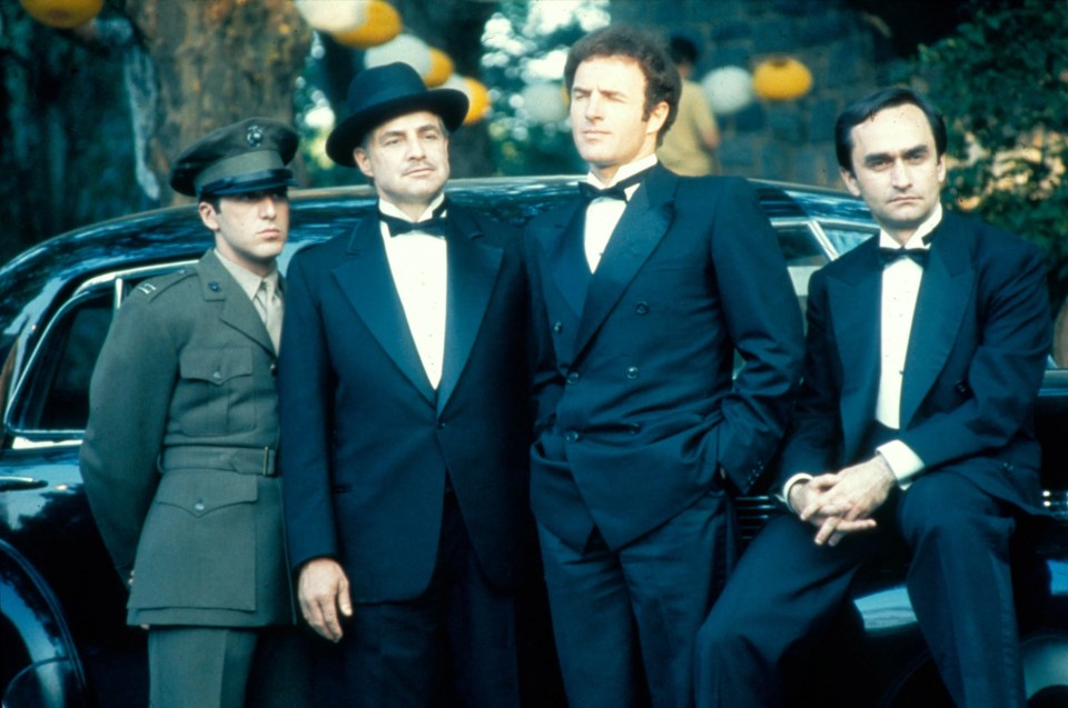 Al Pacino, Marlon Brando, James Caan and John Cazale in a scene from the Coppola classic