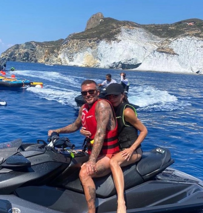 Victoria Beckham cosied up to David on a jet-ski in Corsica