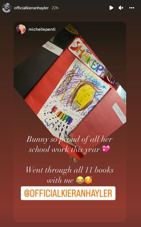 He reposted the stories Michelle shared as she gushed over Bunny's school work