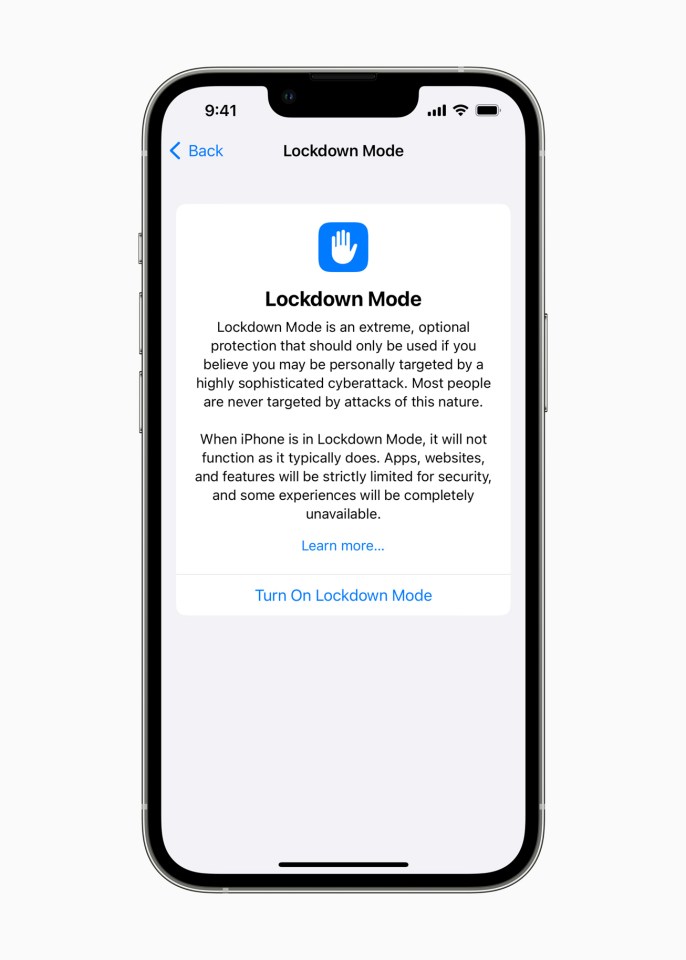 Apple describes Lockdown Mode as an 'extreme' protection