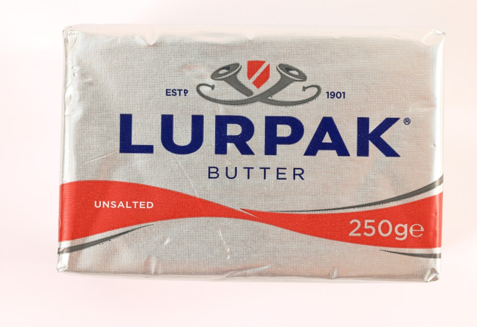 Lurpak Butter features a grey and red colour scheme for its packet