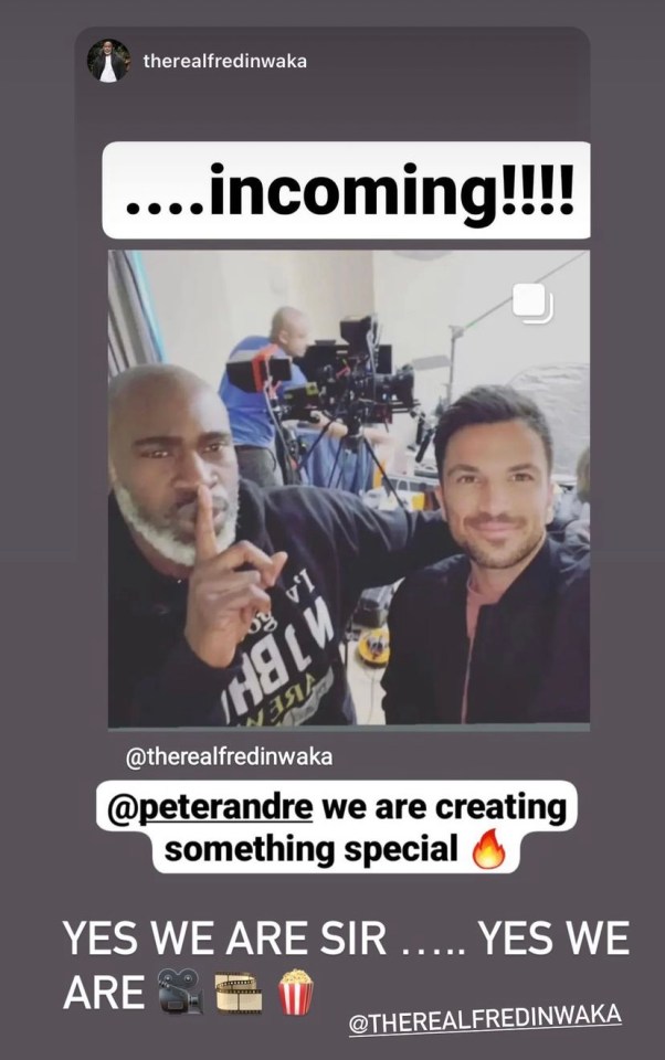 Peter Andre shared a cryptic post alongside film director Fredi Nwaka