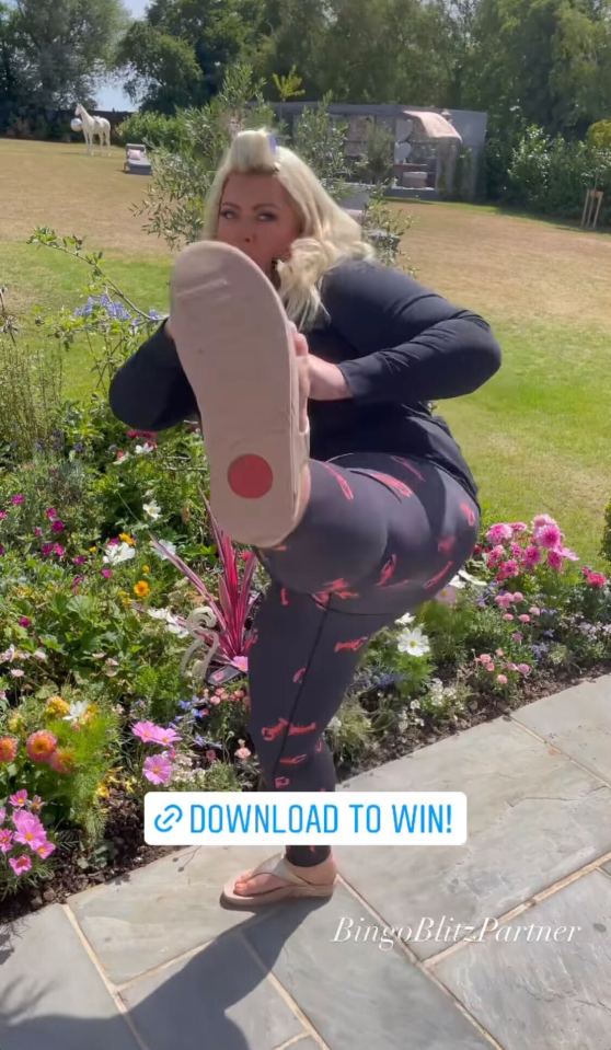 Gemma kicked and jumped in her workout gear