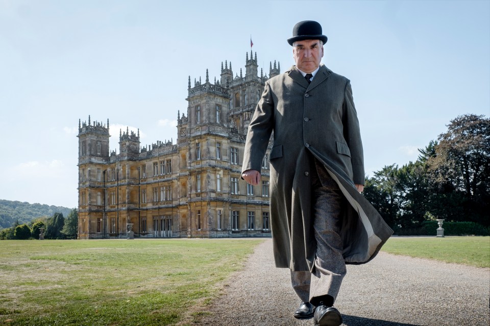 Jim Carter as Downton butler Carson on the grounds of Highclere Castle