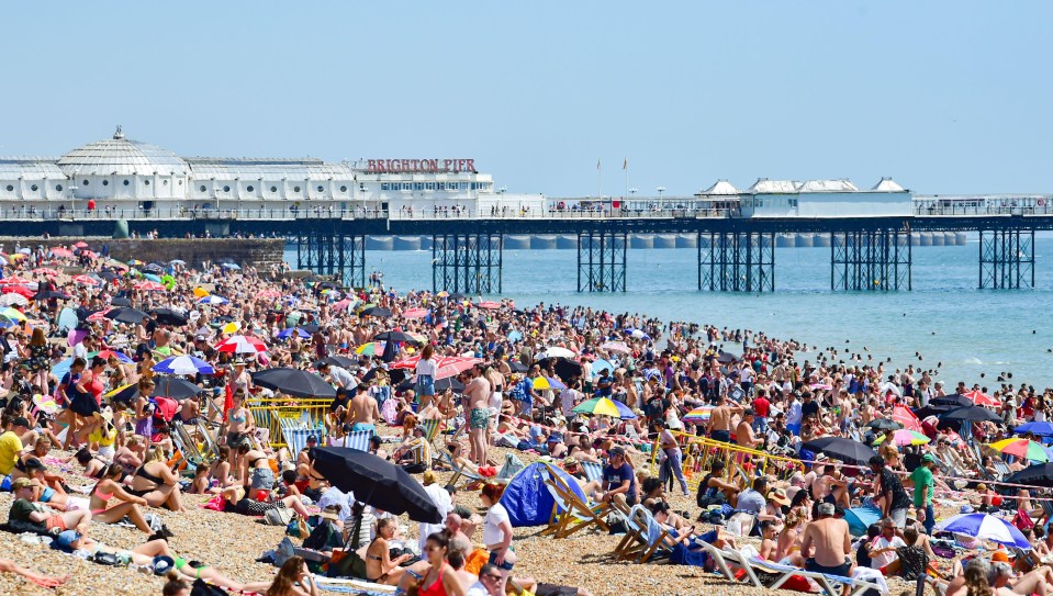 Brits pack Brighton beach today