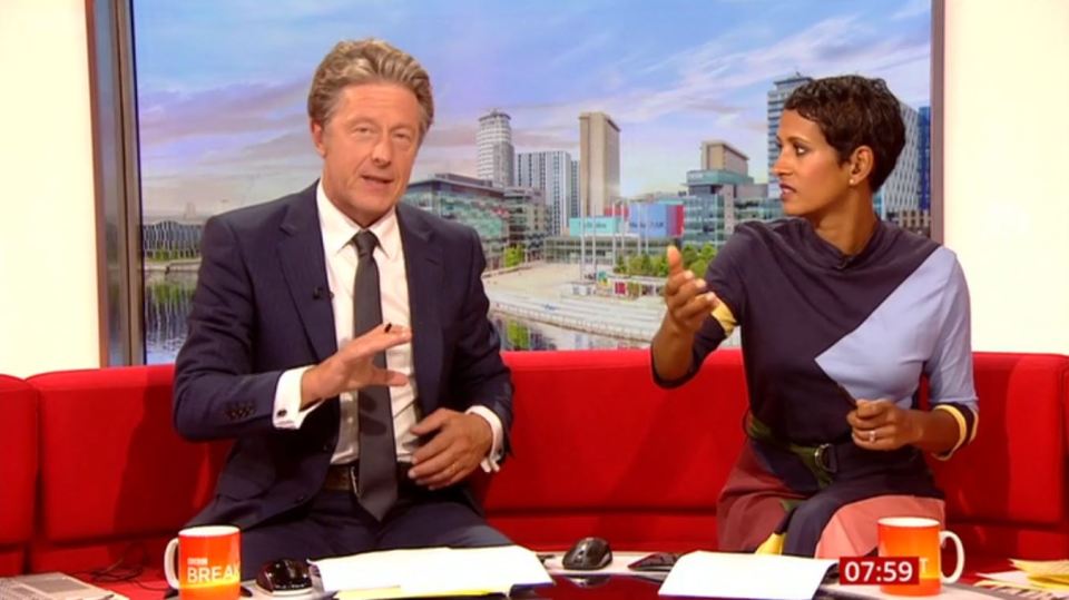 Charlie Stayt and Naga Munchetty present BBC Breakfast together Thursday to Saturday