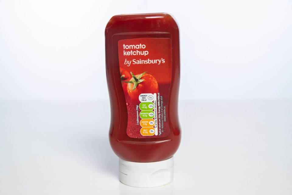 The colour of Sainsbury's ketchup is deep and the consistency is good