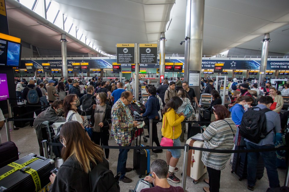 Passengers at Heathrow Airport as travel chaos continues