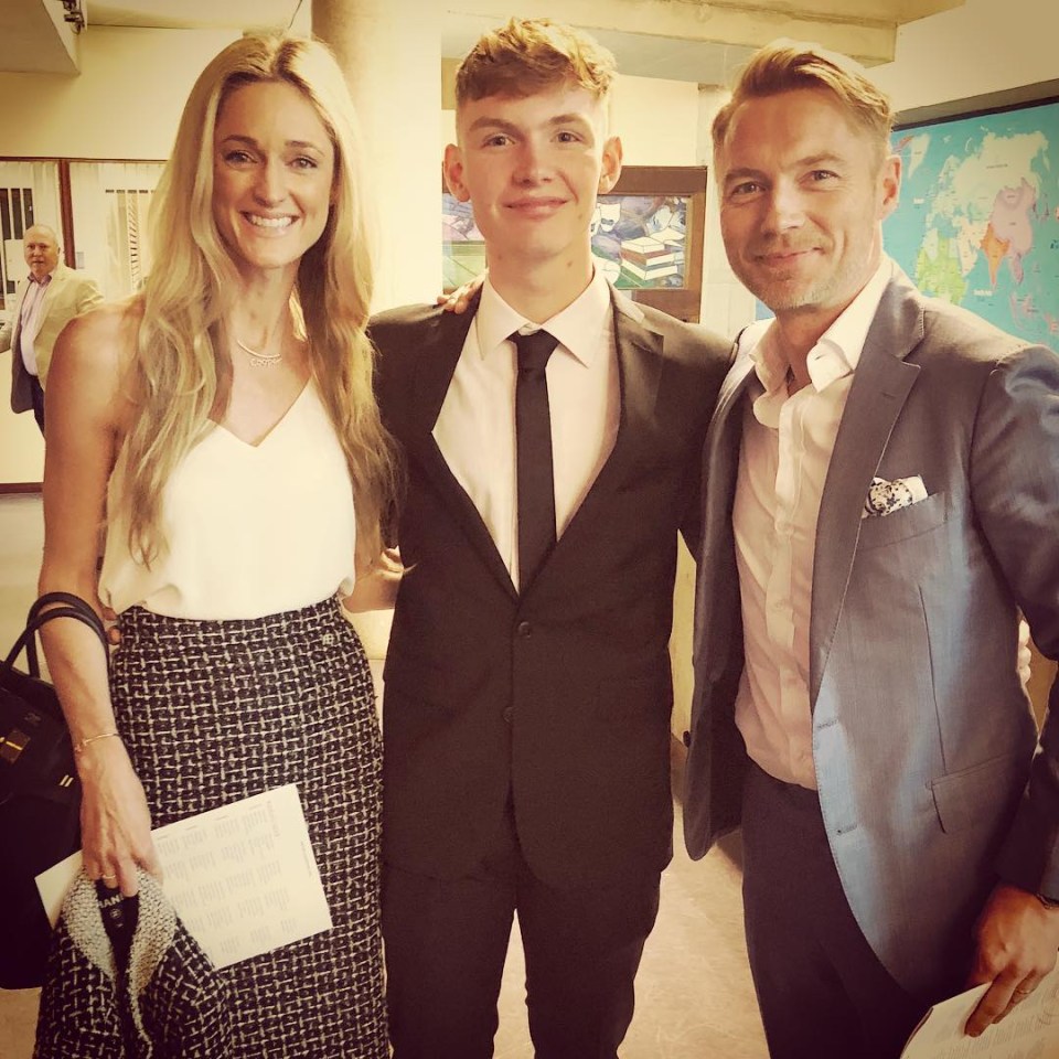 He's the son of Ronan Keating, pictured with the Boyzone singer's current wife Storm Keating