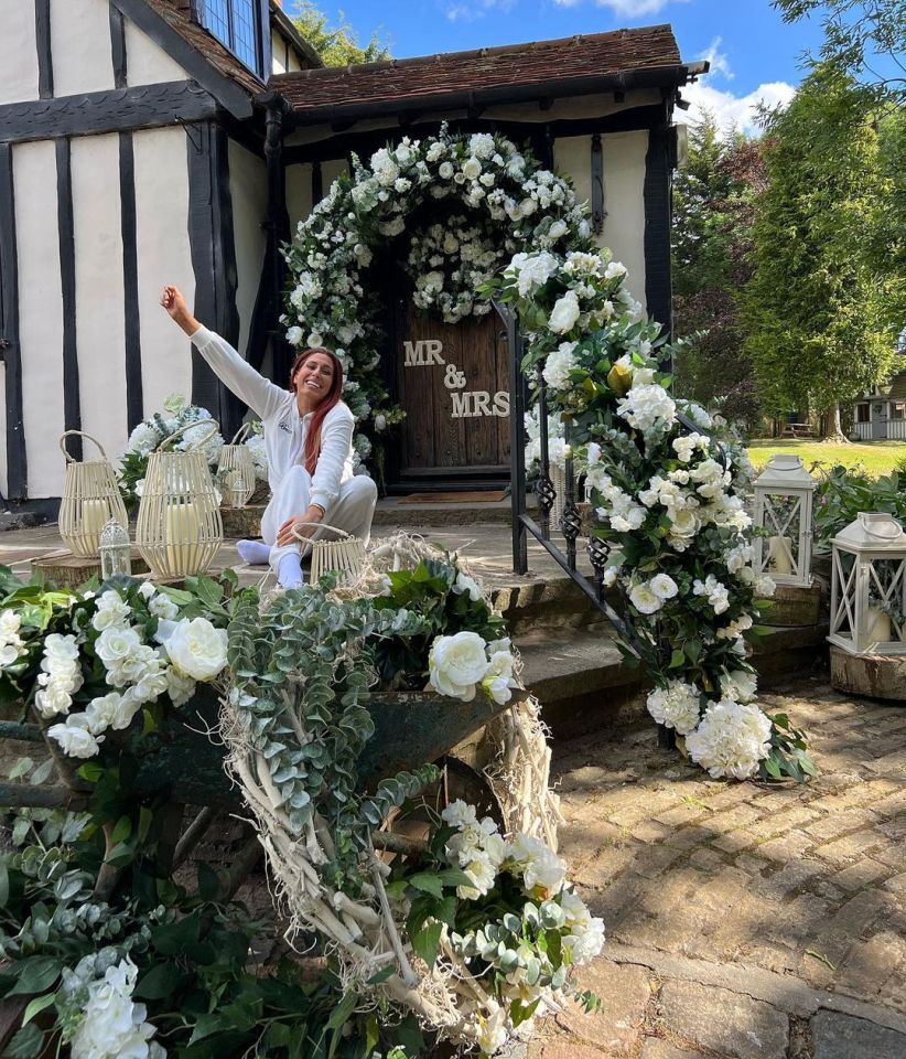 Stacey made a special wedding door at the front of Pickle Cottage