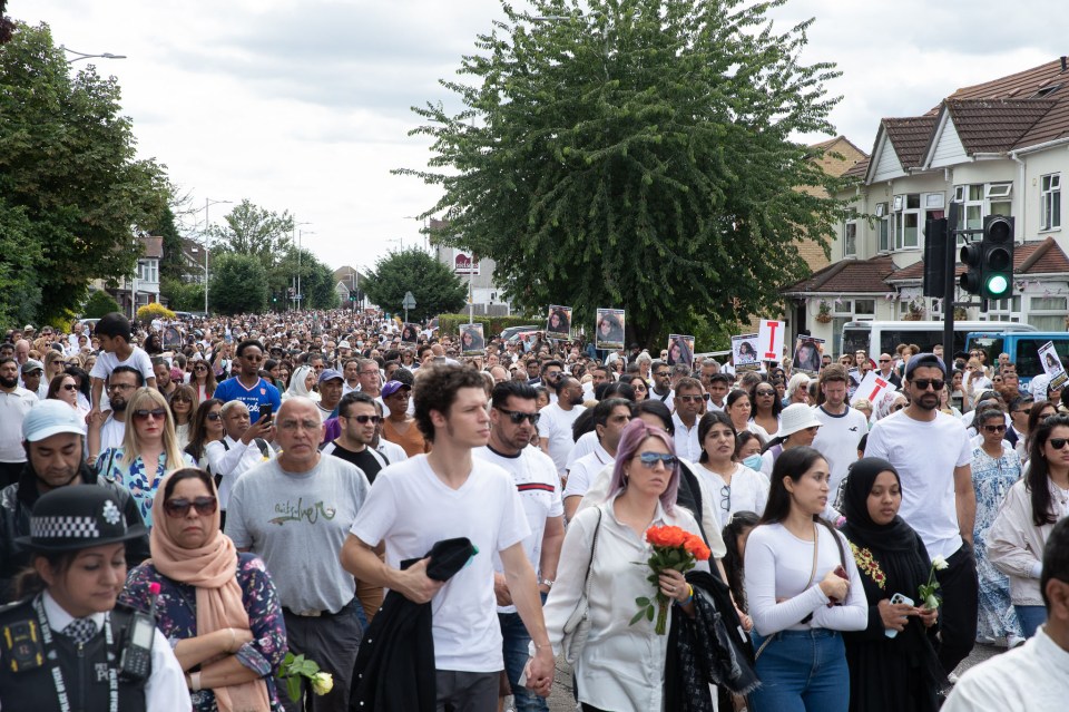 Hundreds made the ten-minute walk from the scene of Zara's killing to her home