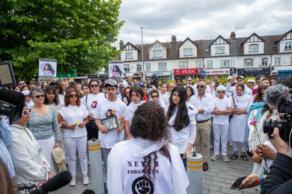 Mourners wore white as they completed Zara's final journey home