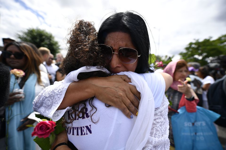 Upset mourners hug as they remember Zara