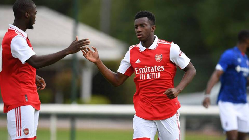 Gunners striker Eddie Nketiah scored a hat-trick against the League One side on Saturday