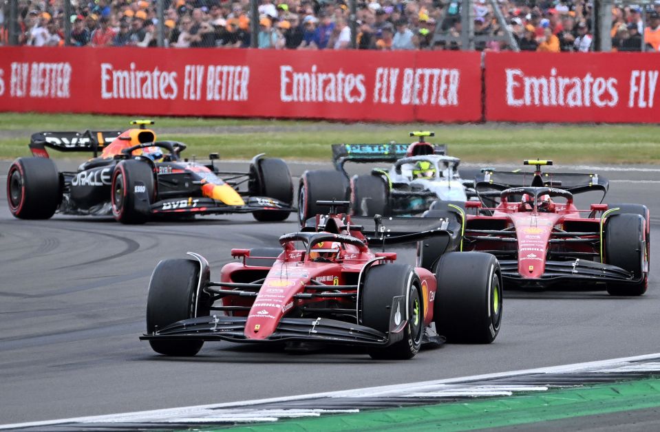 Drivers in action at the British Grand Prix.