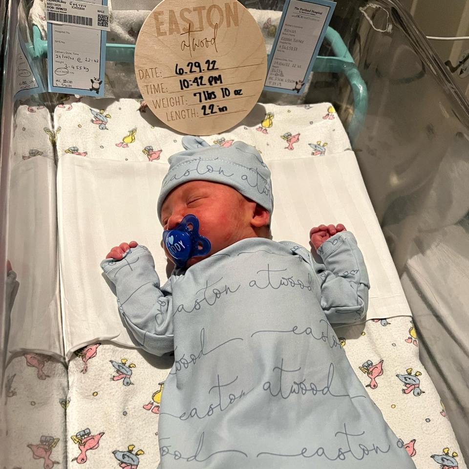 Baby Easton Atwood then spent three days in Intensive Care