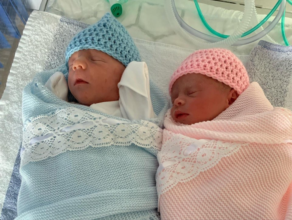 Logan and Luella looked adorable wrapped up in matching blankets and hats