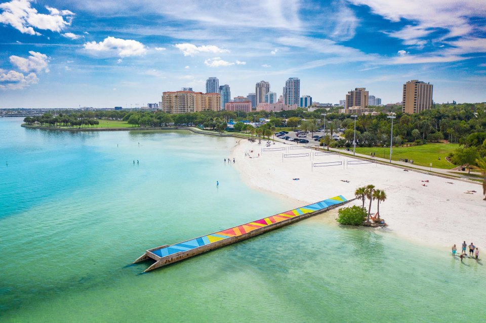 St Petersburg beach in Florida is a colourful setting