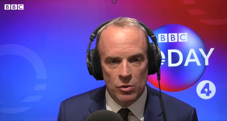 Dominic Raab told radio stations Boris assured him he was not 'briefed directly' on the claims against Pincher at the FCDO