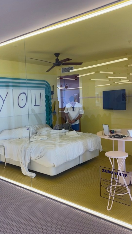 The friends decided to stay in Suite Zero at Paradiso Ibiza Art Hotel in san Antonio, a room that costs nothing to stay in, but has fully transparent walls where guests can watch you all night