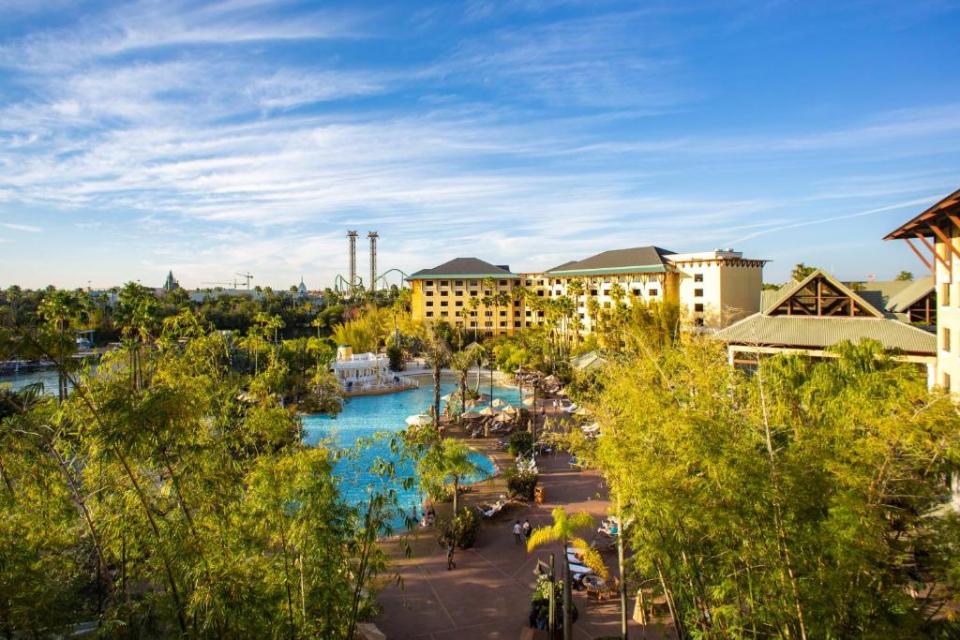 The Loews Royal Pacific Resort boasts six restaurants, an outdoor pool, two hot tubs, a volleyball court and a fitness centre