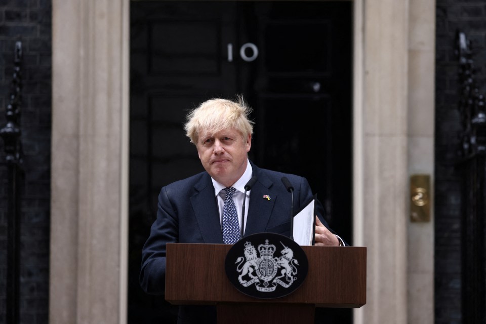 Boris Johnson resigns as PM outside Downing St