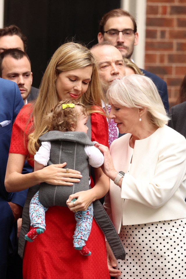 The couple's son Wilf was not present for his father's speech. Nadine Dorries was spotted saying hello