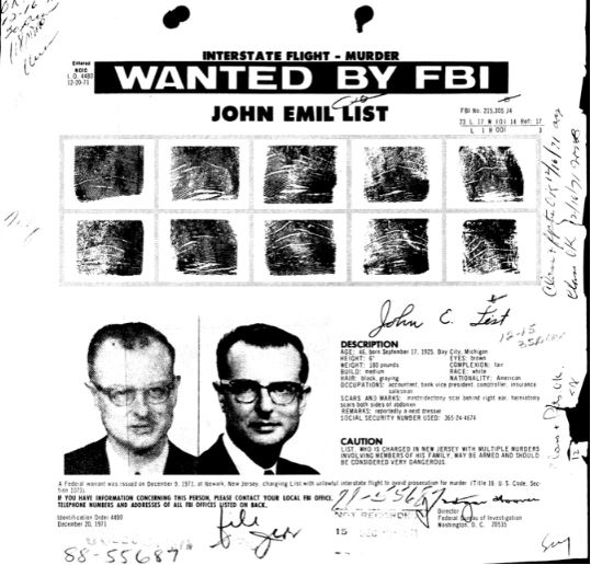 An FBI ‘wanted’ poster for John List