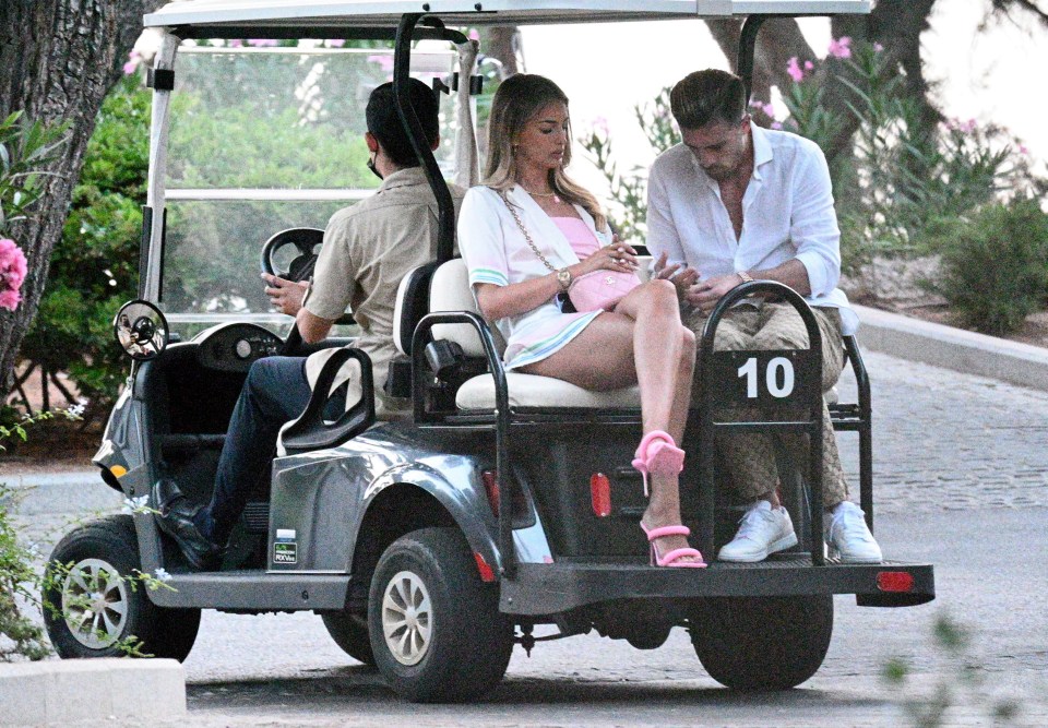 Grealish seen with long-term girlfriend Sasha on a golf buggy