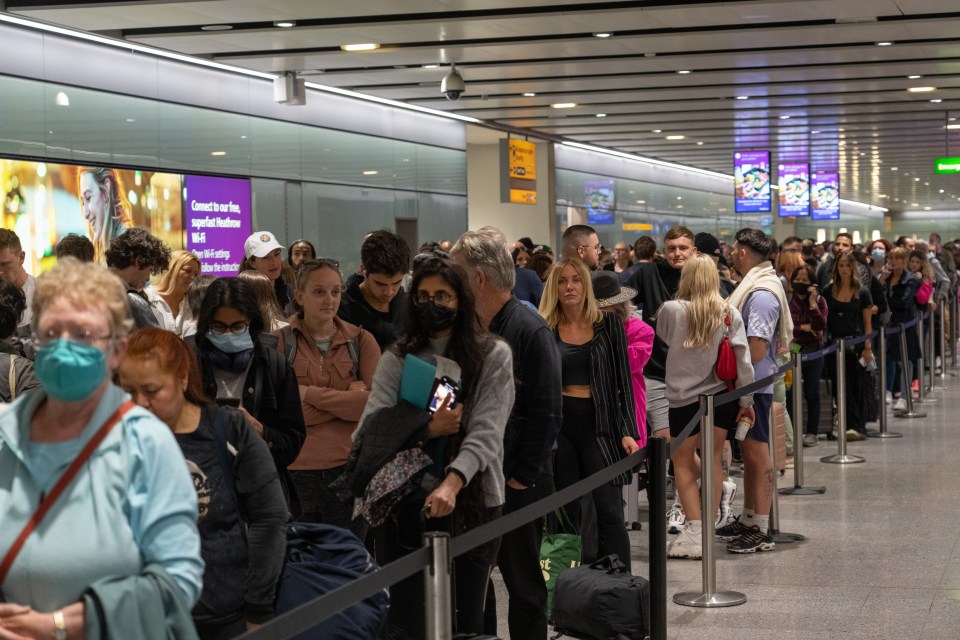 Staff shortages have caused long queues to form at Heathrow this summer