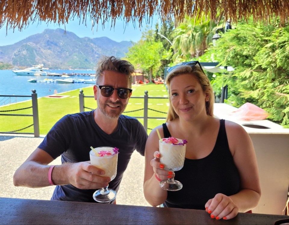 Catherine Arnold (R) and partner Tom, from Norwich, on their holiday in Turkey