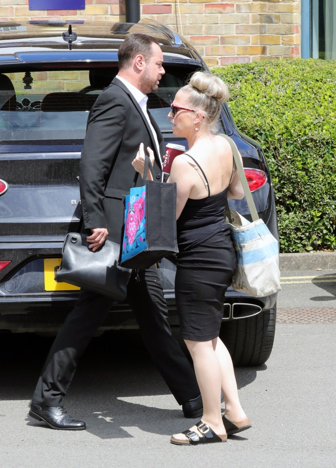 Danny and Linda appeared comfortable as they took a break from filming at a hotel