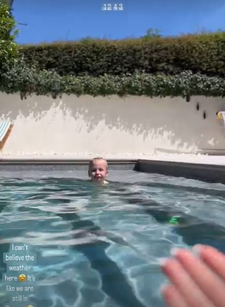 Stacey's son Rex showed off his new swimming skills