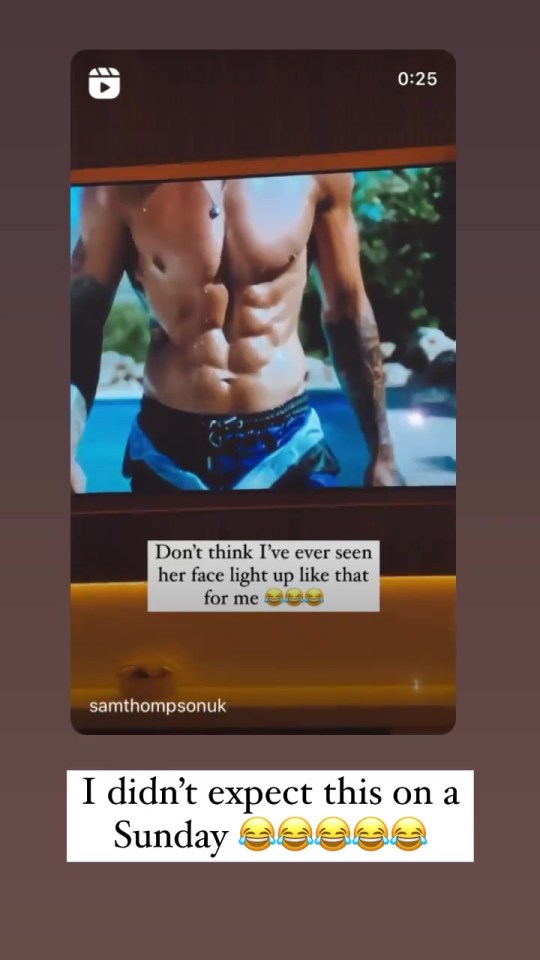 Sam commented on Adam's abs before realising it was Zara's exa