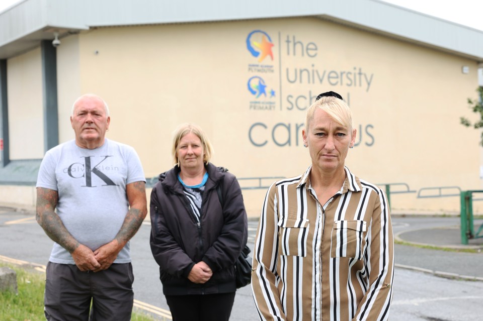 Trevor Joyce and Dawn Shepard, pictured with fellow parent Carol Courage, are outraged over the rule