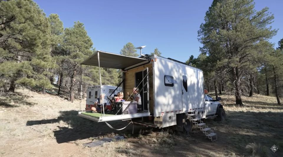 The box trailer is small but has everything they need