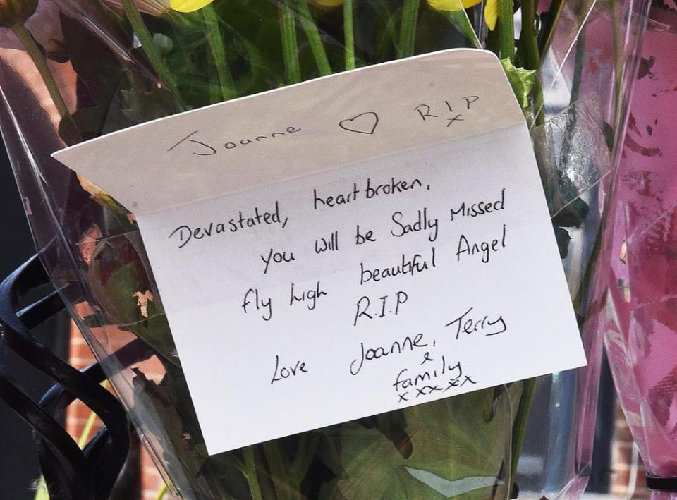 Touching tributes have been left outside Joanne's home