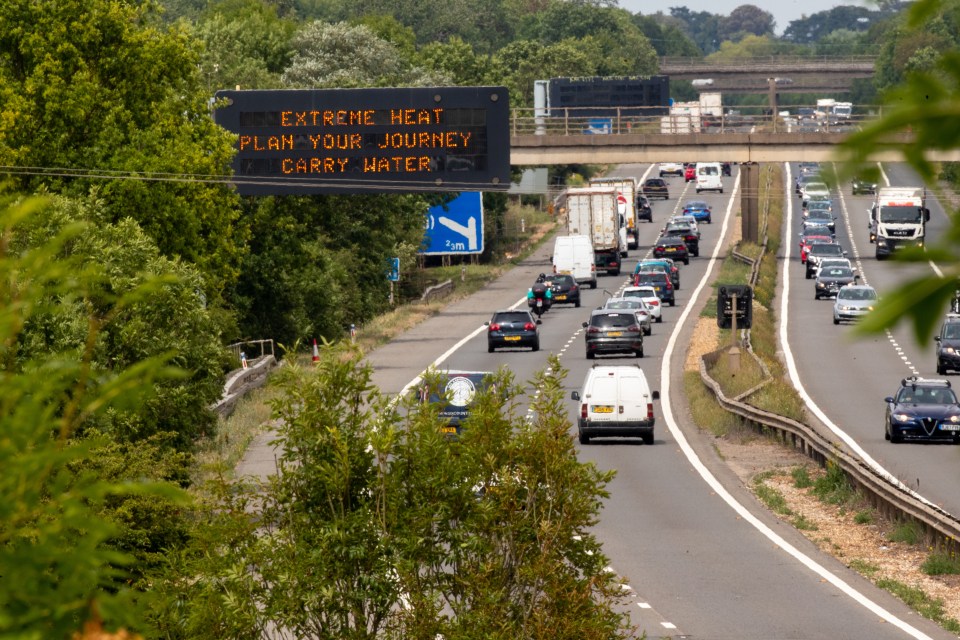 A warning message to drivers on the M11 near Cambridge