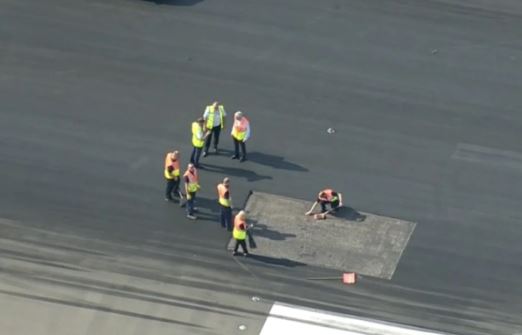 Part of the runway melted at Luton Airport today as temperatures soared