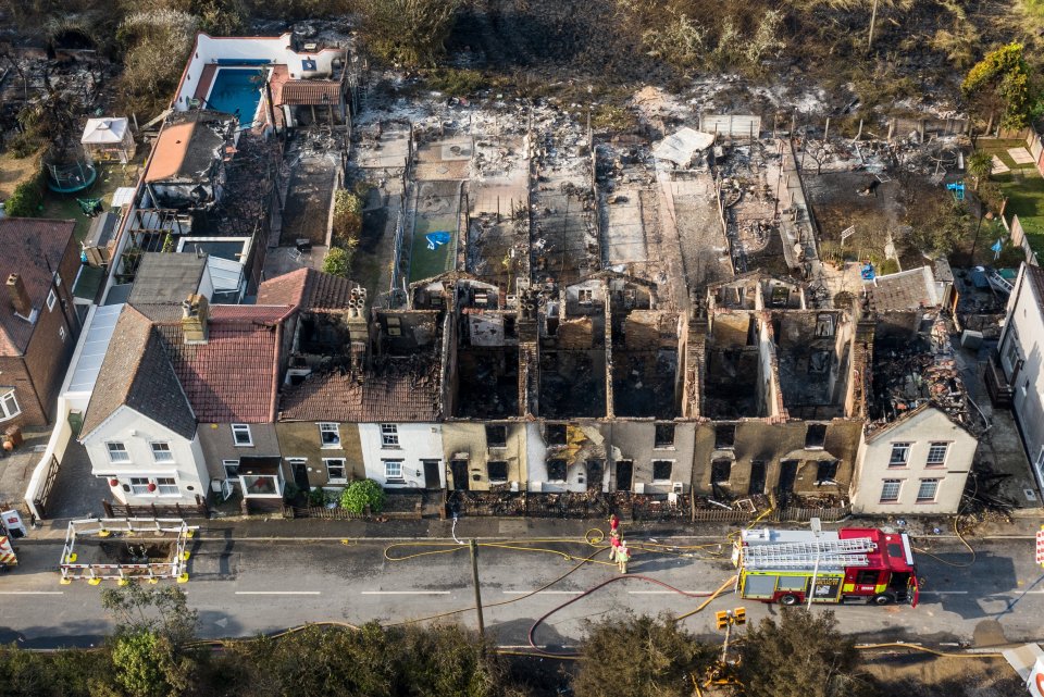 Terraced houses were gutted as wildfires swept through Wennington