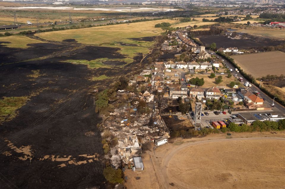 Grass was also destroyed as the flames spread