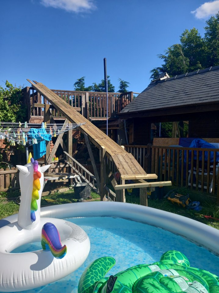 The dad made the slide in his back garden